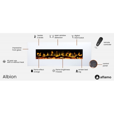 Kominek elektryczny Aflamo Albion 33 biały (84x45x14 см) Kominek elektryczny Aflamo Albion 33 biały (84x45x14 см)