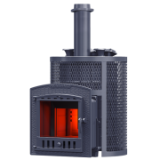 Żeliwny piec do sauny AVANGARD ZK 25 (P2) Huragan w okrągłym ruszcie