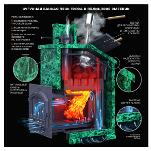 Piec żeliwny do sauny Groza 24 (P) 2